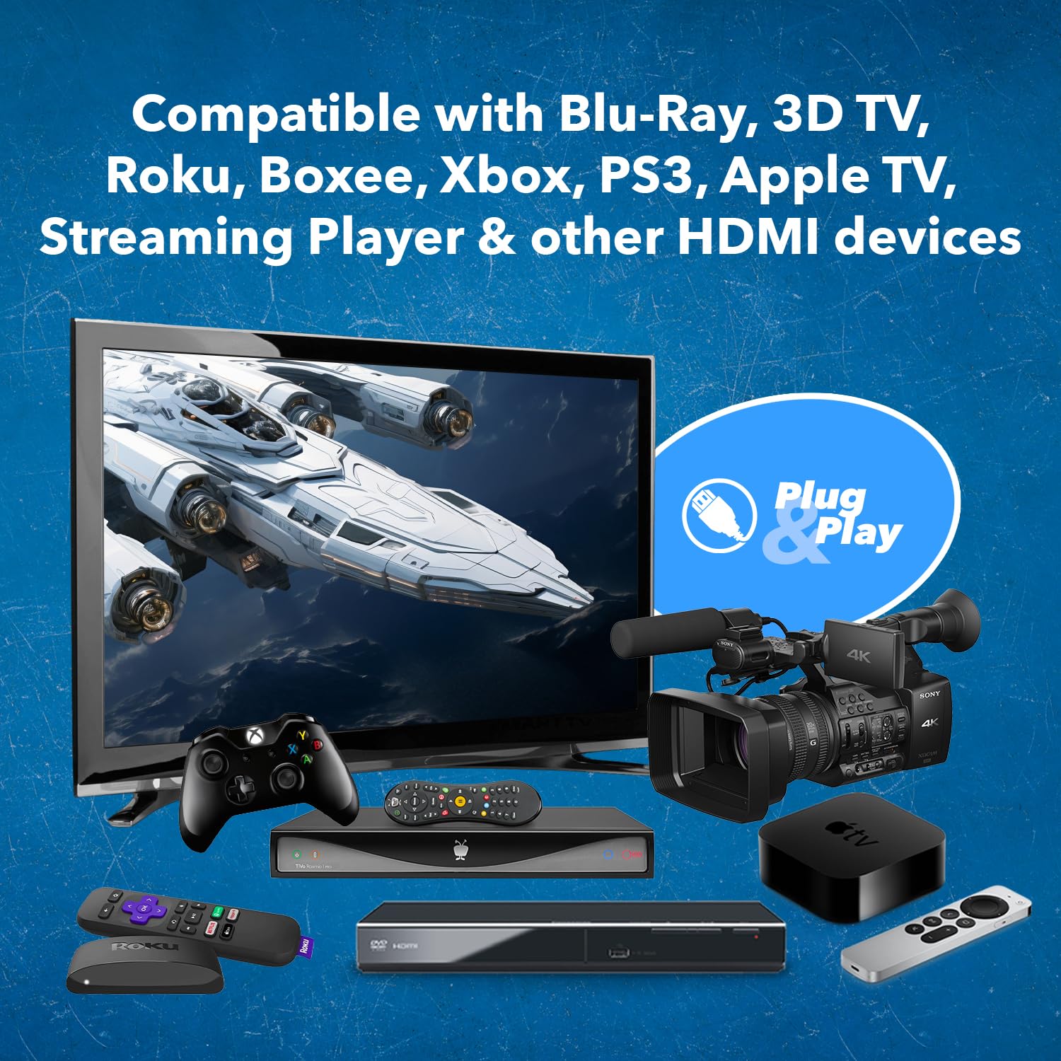 OREI Ultra High Speed 4kHDMI Cable 6ft – High-Speed 10.2Gbps, 3D, ARC, Ethernet – Premium 6ft HDMI Cable for TVs, Monitors, Home Theater & Gaming (10 Pack)